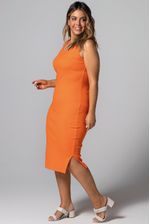 vestido-para-gravida-midi-com-fenda-laranja