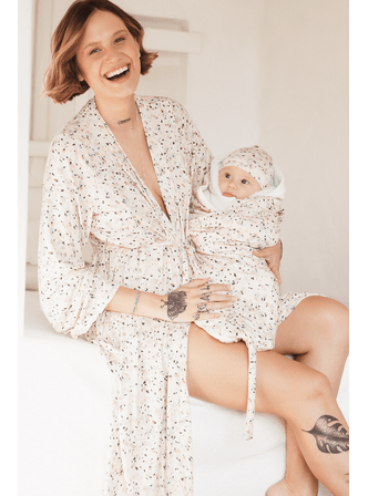 Conjunto Maternidade Robe com Manta e Touca Bebê ESTAMPADO